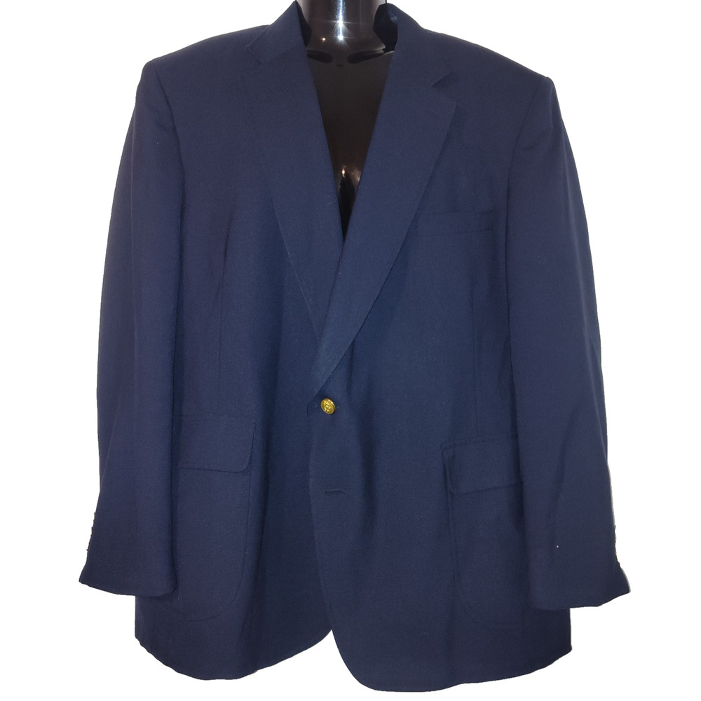 Men’s Blue Gold Button Classic Fit Blazer Jacket Size 42 BG15